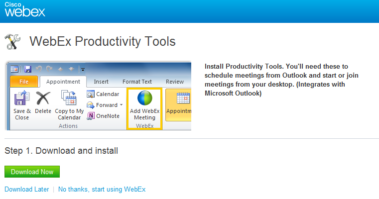 download webex productivity tools mac