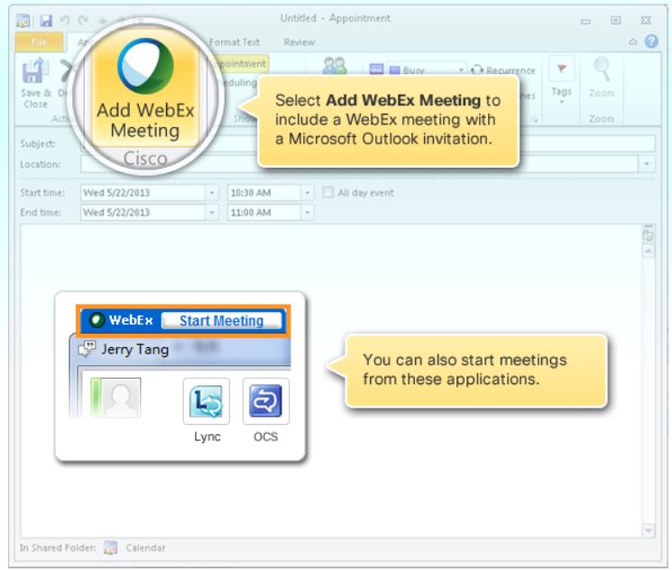 Как добавить webex meeting в outlook